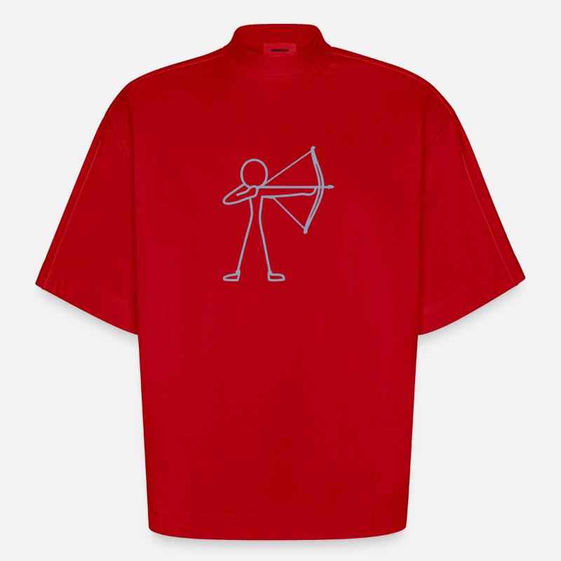 Strichmännchen Bogen Bogenschießen Bogenschütze - Heavyweight Oversized Organic Boxy T-Shirt Made in EU - Rot