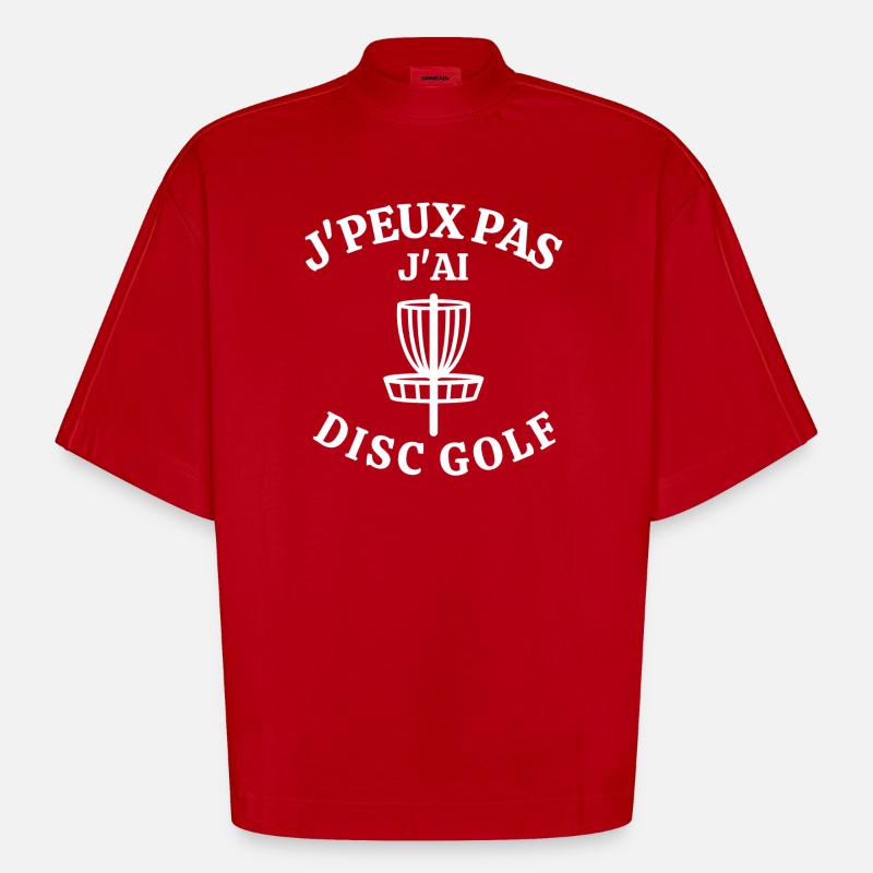 disc golf, disc, golf - T-shirt bio épais oversize Boxy fabriqué en UE - rouge