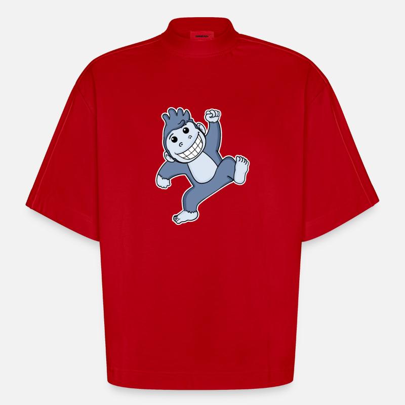 Gorille Singe - T-shirt bio épais oversize Boxy fabriqué en UE - rouge