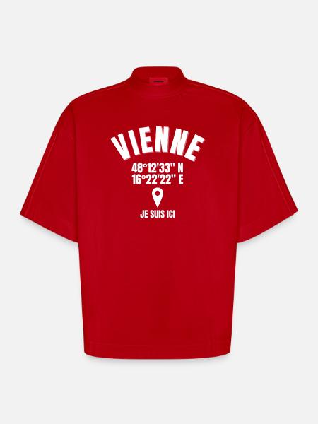 Autriche, Vienne, viennois - T-shirt bio épais oversize Boxy fabriqué en UE - rouge