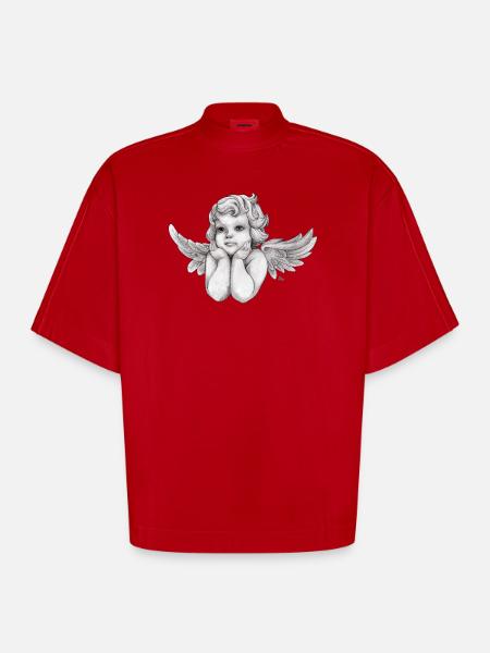 Kleine träumerische Engel-Putte - Heavyweight Oversized Organic Boxy T-Shirt Made in EU - Rot
