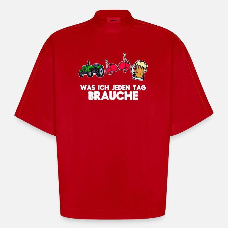 Landwirtschaft Ackerbau Bauer Traktor Statement - Heavyweight Oversized Organic Boxy T-Shirt Made in EU - Rot