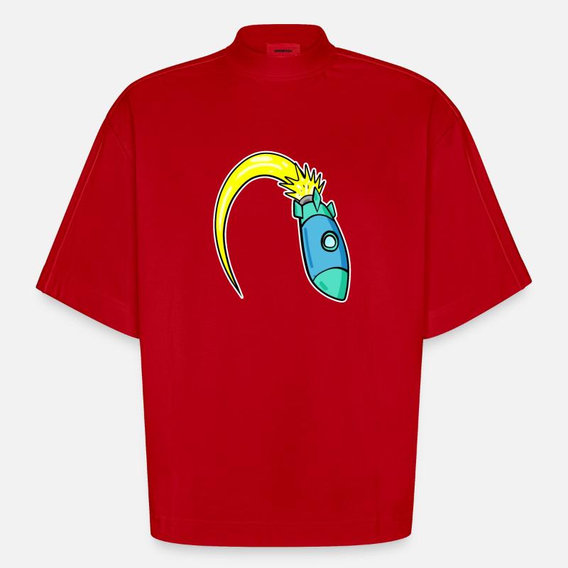 Fusée - T-shirt bio épais oversize Boxy fabriqué en UE - rouge