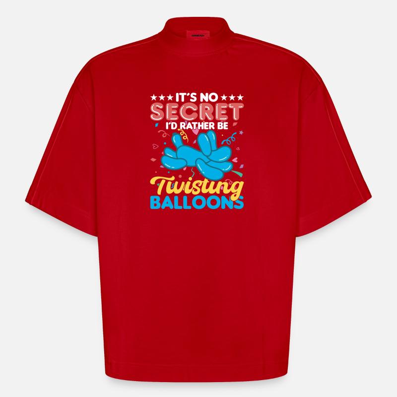 Ballon Twisting Design - Heavyweight Oversized Organic Boxy T-Shirt Made in EU - Rot