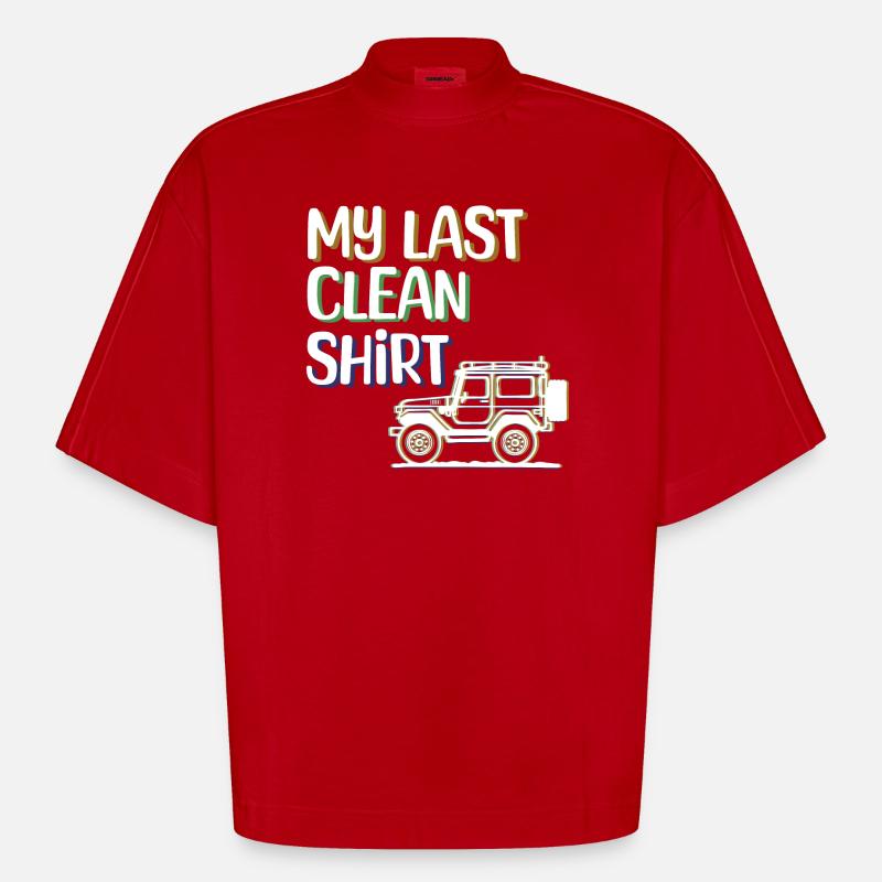 Camper Wanderer Statement Camping Wohnwagen - Heavyweight Oversized Organic Boxy T-Shirt Made in EU - Rot