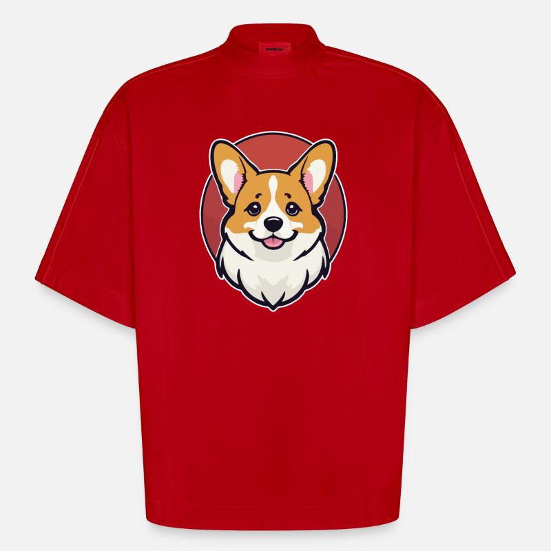 Corgi - Heavyweight Oversized Organic Boxy T-Shirt Made in EU - Rot