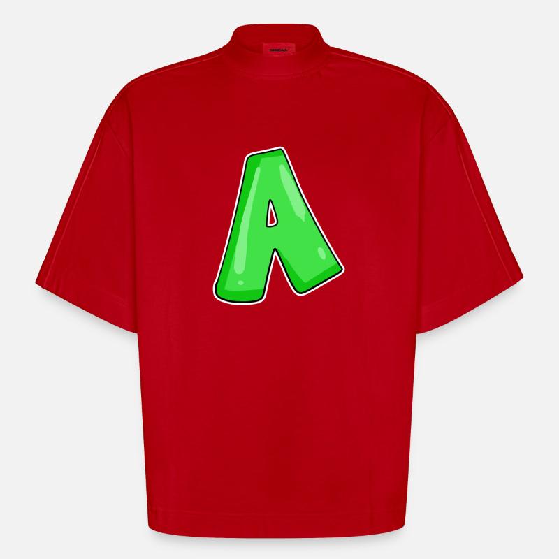 point A Initial point - Heavyweight Oversized Organic Boxy T-Shirt Made in EU - red