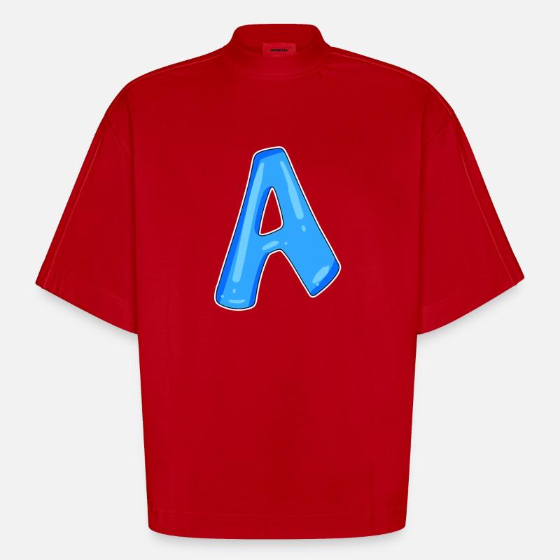 point A Initial point - Heavyweight Oversized Organic Boxy T-Shirt Made in EU - red
