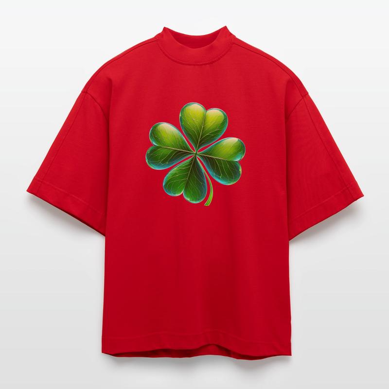 Four-leaf clover Heavyweight Oversized Organic Boxy T-Shirt Made in EU