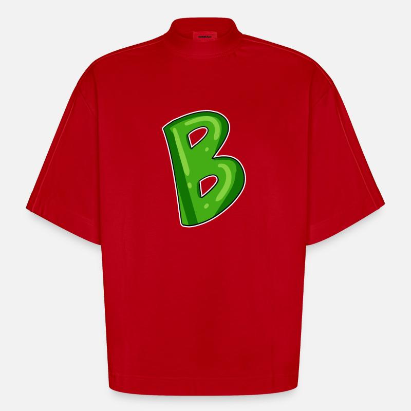 point B - initial point B - Heavyweight Oversized Organic Boxy T-Shirt Made in EU - red