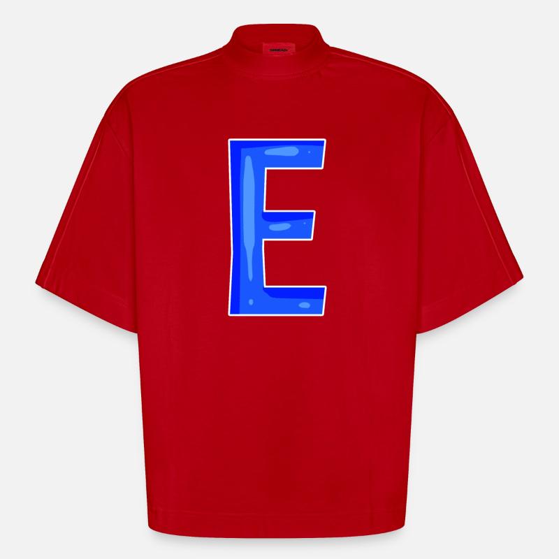 Buchstabe E - Anfangsbuchstabe E - Heavyweight Oversized Organic Boxy T-Shirt Made in EU - Rot