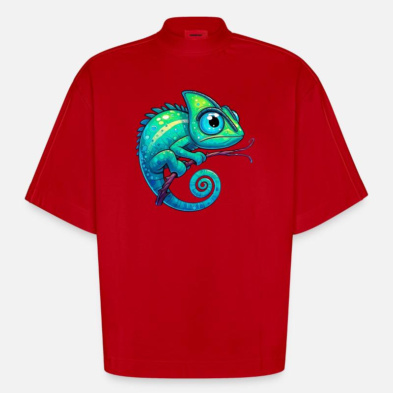Caméléon - T-shirt bio épais oversize Boxy fabriqué en UE - rouge
