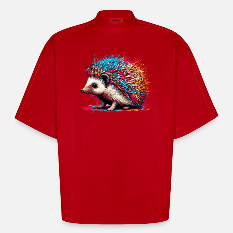 Igel - Heavyweight Oversized Organic Boxy T-Shirt Made in EU - Rot