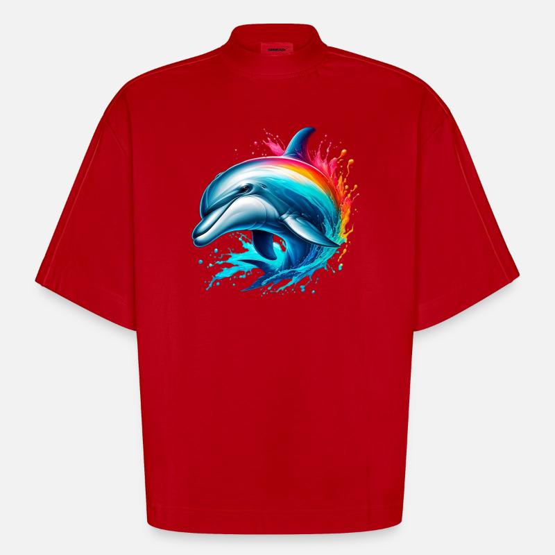 Dauphin - T-shirt bio épais oversize Boxy fabriqué en UE - rouge