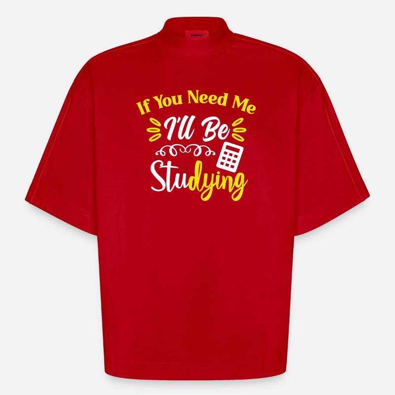 Studying Students Learning Practice Assignment Exams - Heavyweight Oversized Organic Boxy T-Shirt Made in EU - red