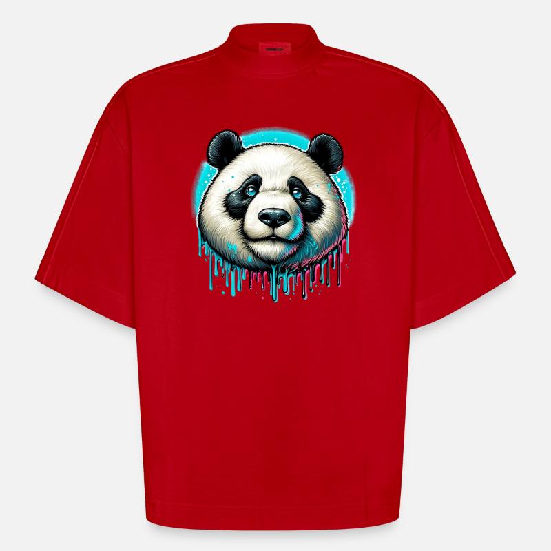 Panda - T-shirt bio épais oversize Boxy fabriqué en UE - rouge