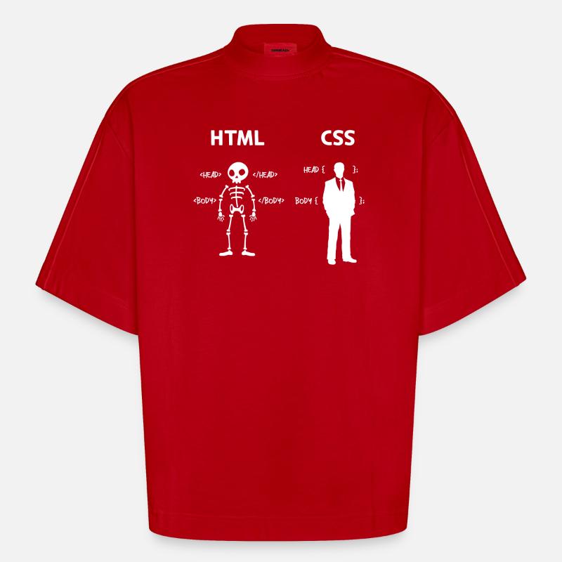 Code Css C++ Php Java Developer Code Scripting - Maglietta boxy ecologica oversize Heavyweight Made in UE - rosso