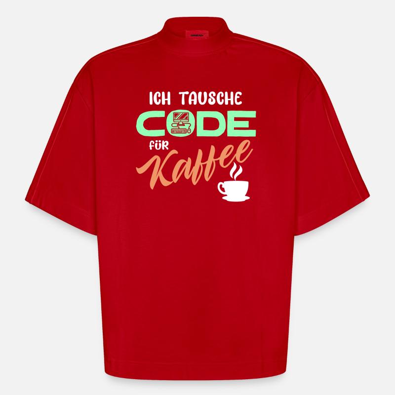 Code Developer Statement Programmer Computer - Heavyweight Oversized Organic Boxy T-Shirt Made in EU - red