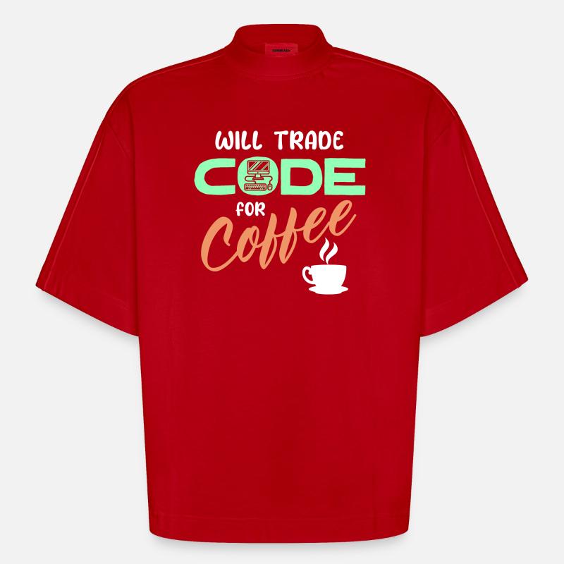 Programmer Developer Code Statement Computer - Heavyweight Oversized Organic Boxy T-Shirt Made in EU - red
