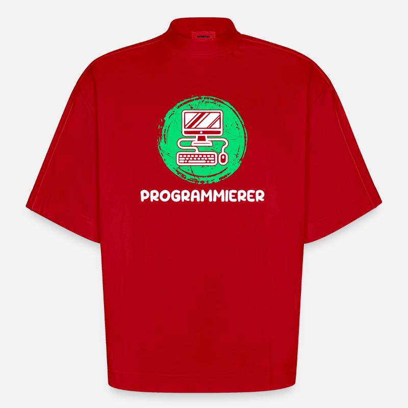 Computer Freak Scripting Programmeur Développeur - T-shirt bio épais oversize Boxy fabriqué en UE - rouge
