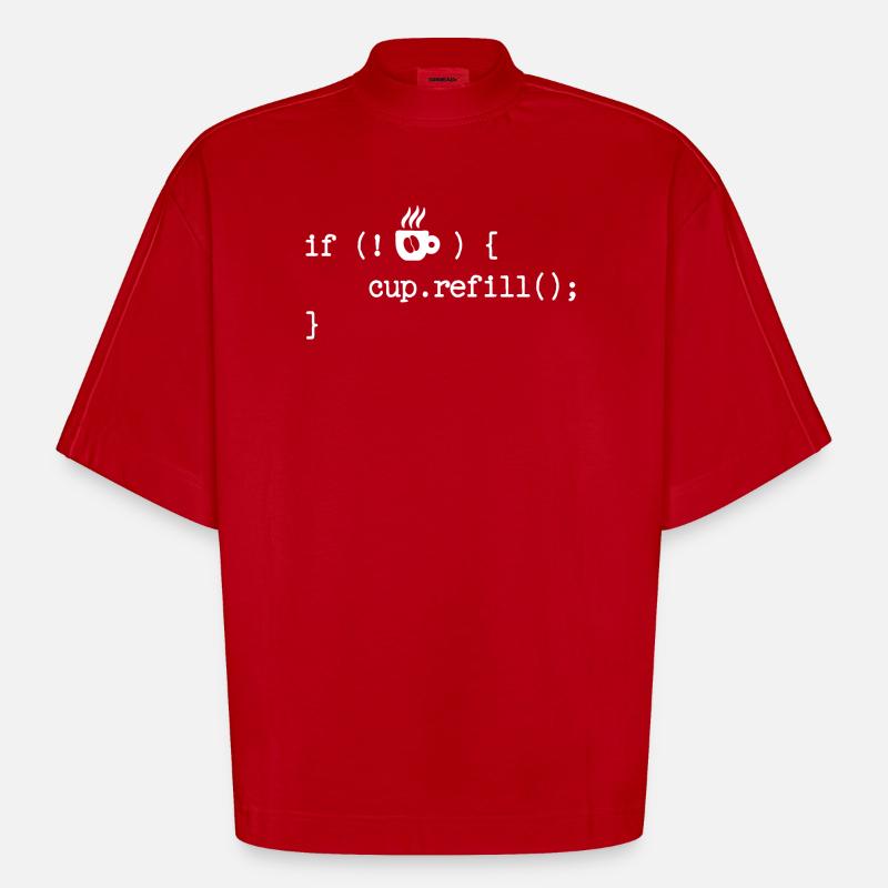 Debug Programmierer Coden Developer Computerfreak - Heavyweight Oversized Organic Boxy T-Shirt Made in EU - Rot