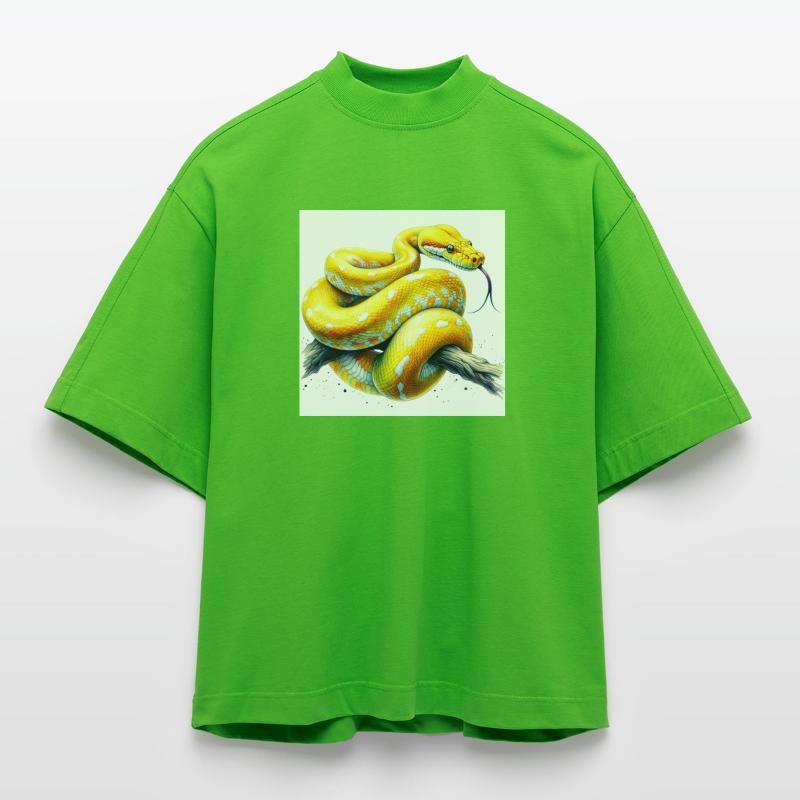Yellow python Heavyweight Oversized Organic Boxy T-Shirt Made in EU
