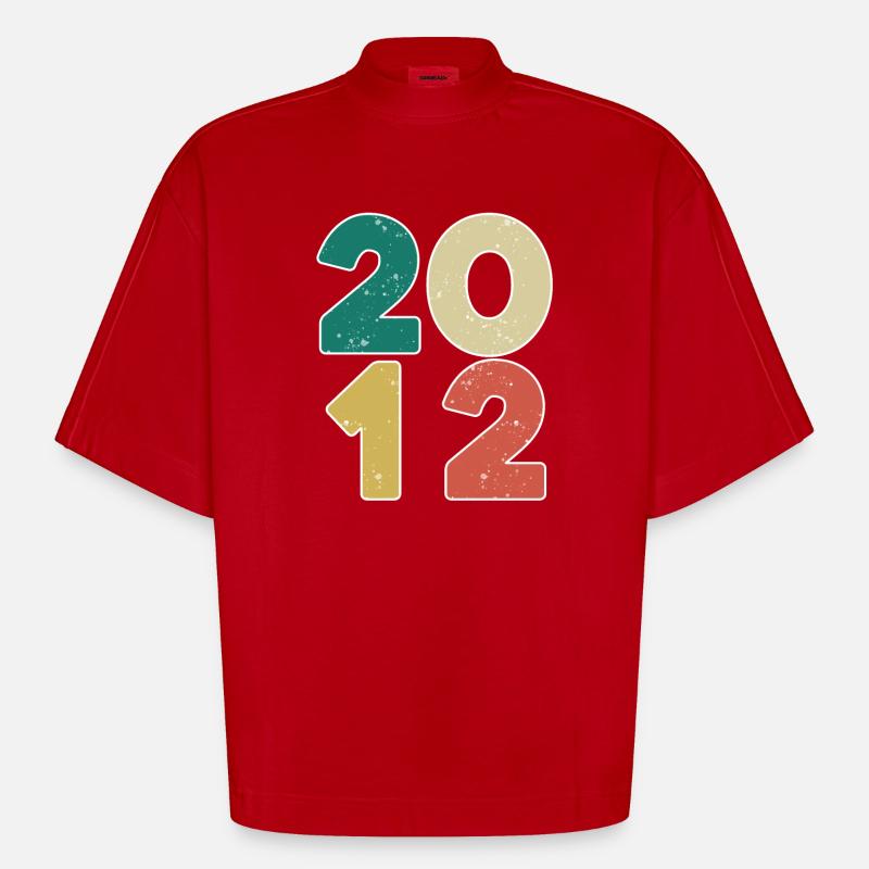 2012 - Année 2012 - Année 2012 - T-shirt bio épais oversize Boxy fabriqué en UE - rouge