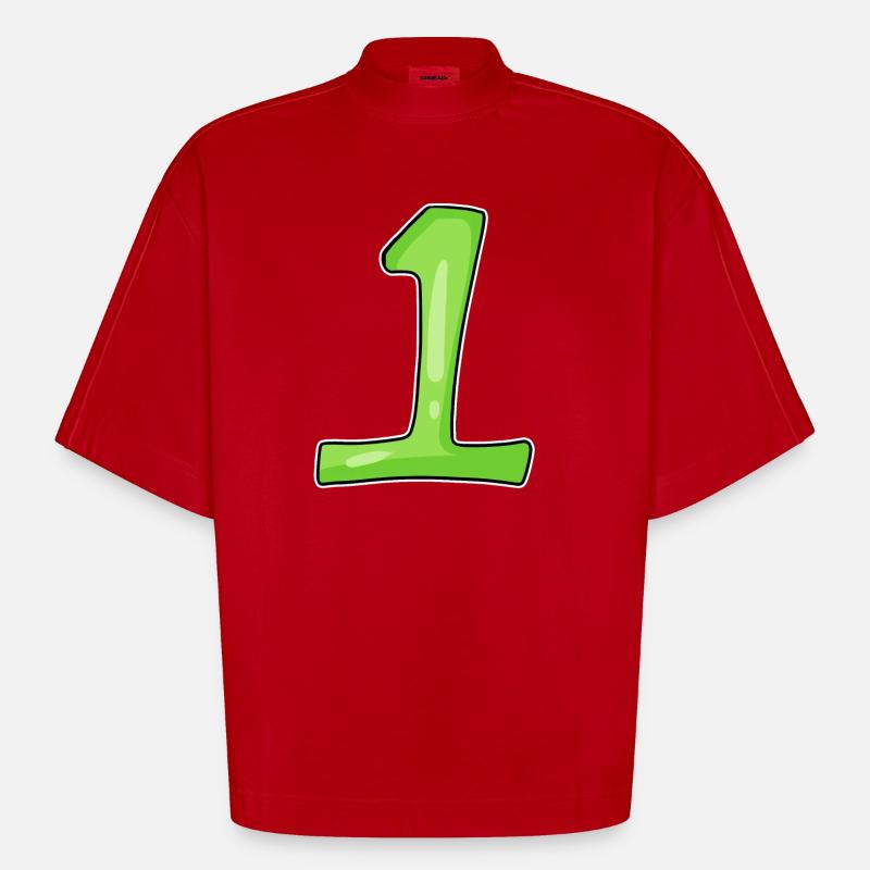 Numéro 1 Vert - T-shirt bio épais oversize Boxy fabriqué en UE - rouge