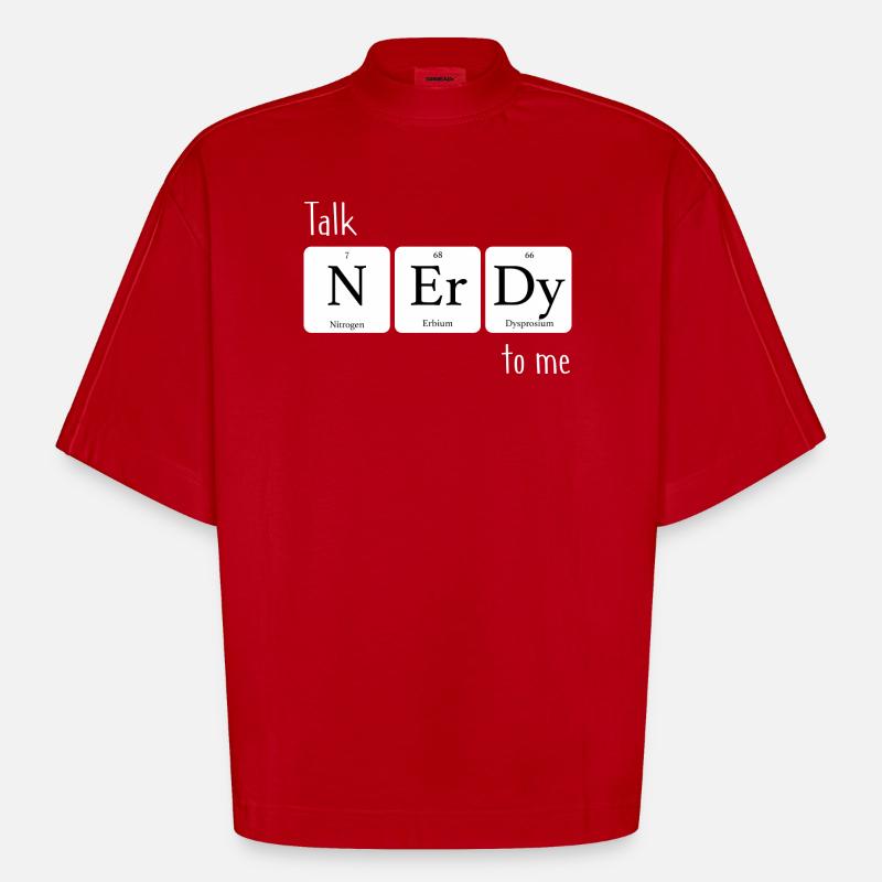 Elements Talk nerd pour moi - T-shirt bio épais oversize Boxy fabriqué en UE - rouge
