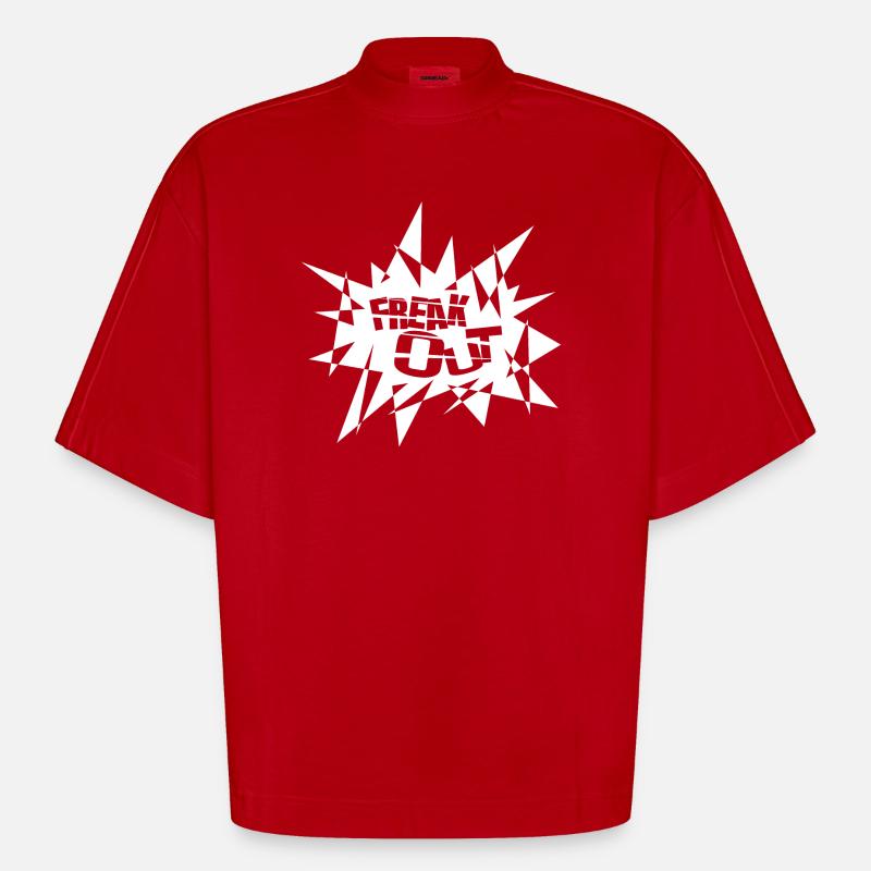 Kantiger Explosionsburst Text - Heavyweight Oversized Organic Boxy T-Shirt Made in EU - Rot