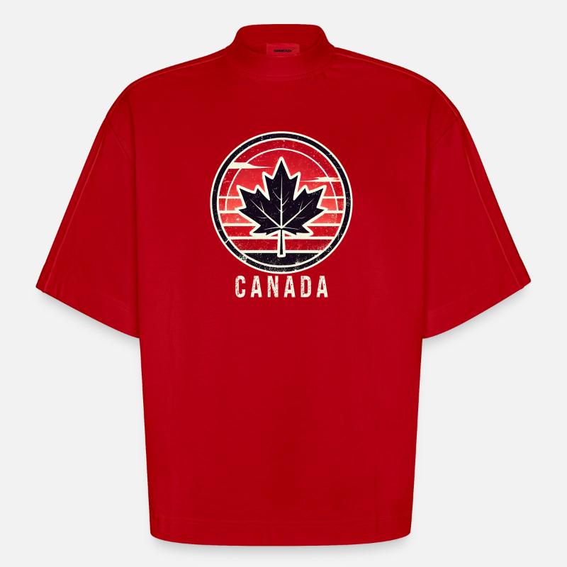 Canada maple leaf Toronto - Heavyweight Oversized Organic Boxy T-Shirt Made in EU - red
