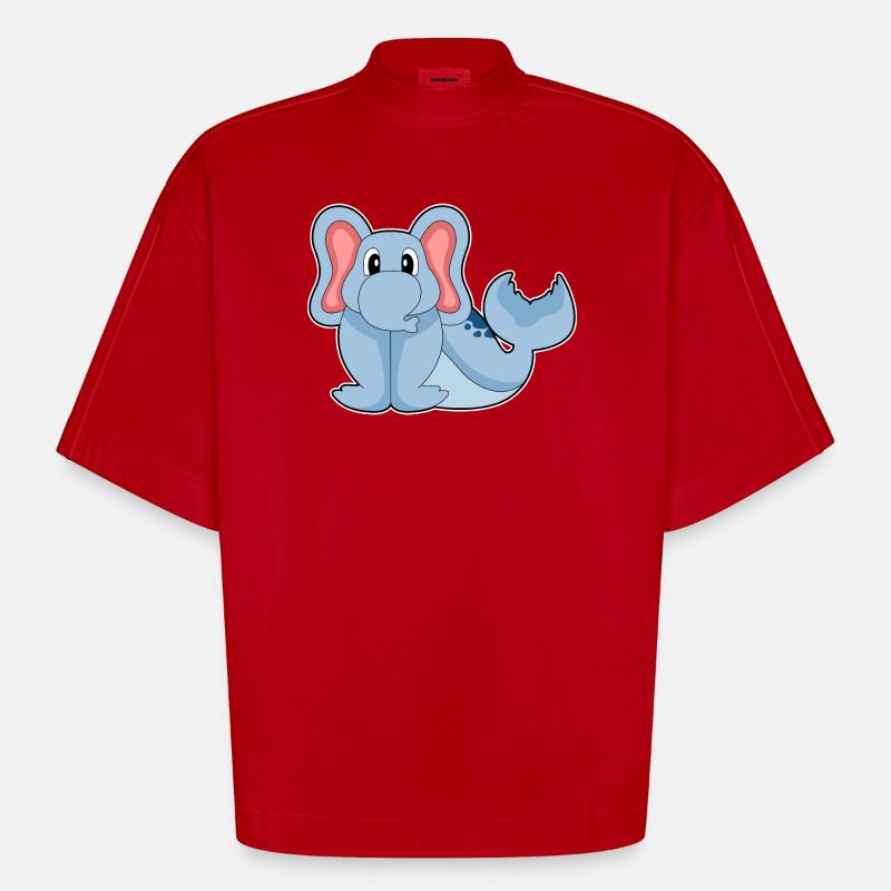 Eléphant de mer - T-shirt bio épais oversize Boxy fabriqué en UE - rouge