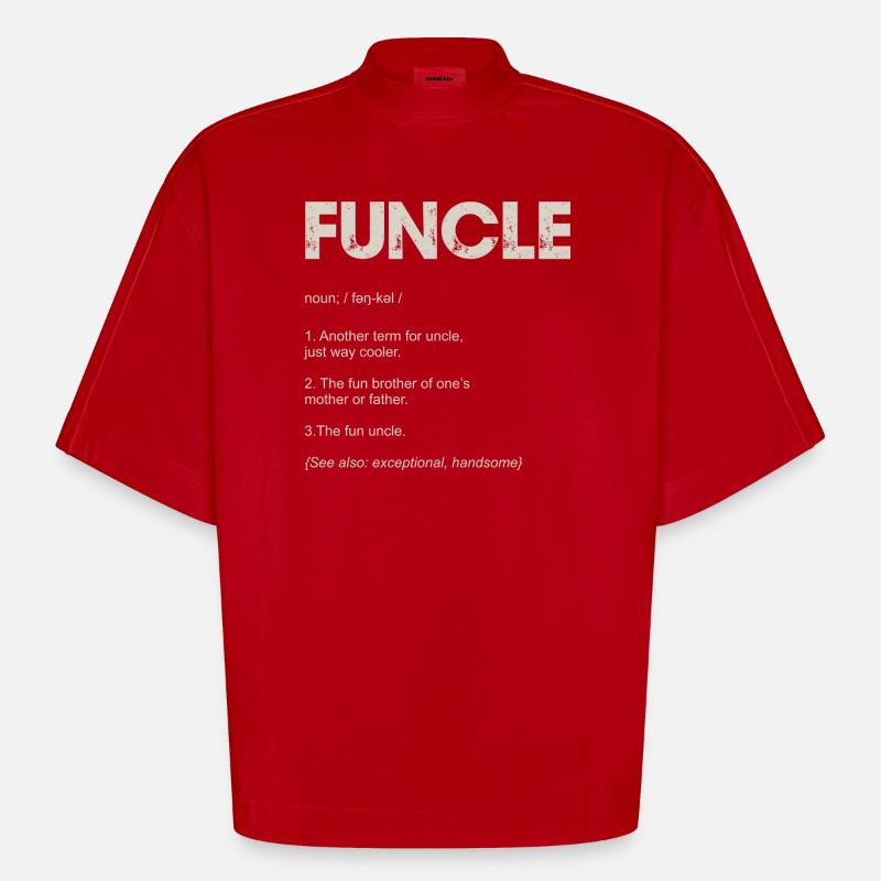 Funcle Typography Tee Design - Heavyweight Oversized Organic Boxy T-Shirt Made in EU - red
