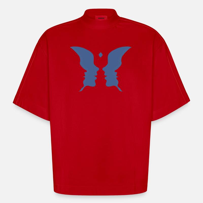 Küssende Gesichter oder ein Schmetterling - Heavyweight Oversized Organic Boxy T-Shirt Made in EU - Rot