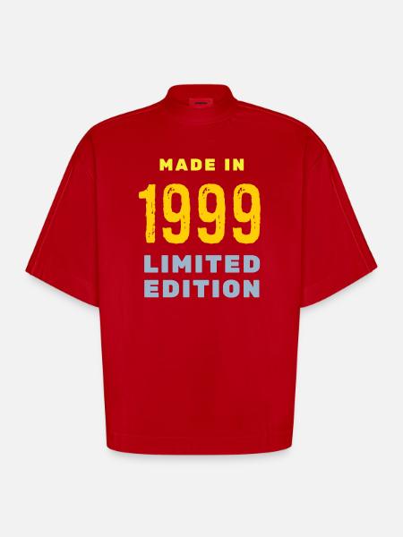 1999 - Heavyweight Oversized Organic Boxy T-Shirt Made in EU - red