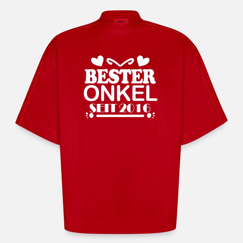 Bester Onkel seit 2016 - Heavyweight Oversized Organic Boxy T-Shirt Made in EU - Rot