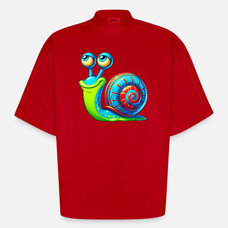 Schnecke - Heavyweight Oversized Organic Boxy T-Shirt Made in EU - Rot