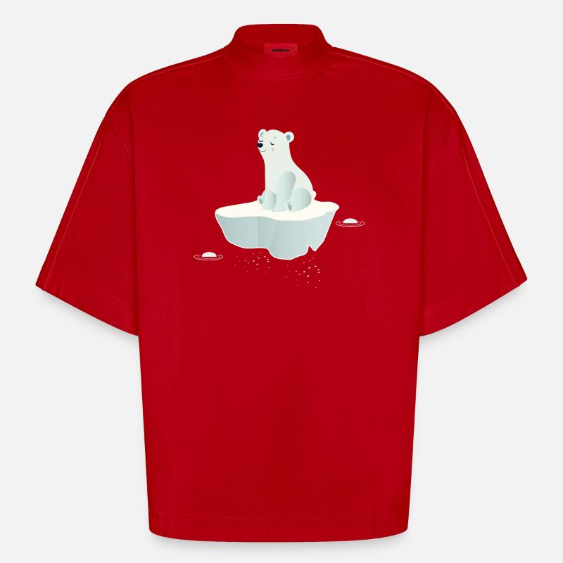 Träumender Eisbär auf einer Eisscholle - Heavyweight Oversized Organic Boxy T-Shirt Made in EU - Rot