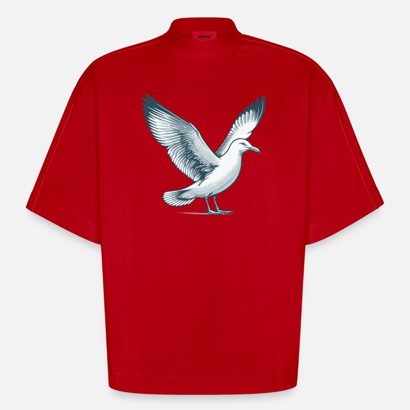 Mouette - T-shirt bio épais oversize Boxy fabriqué en UE - rouge
