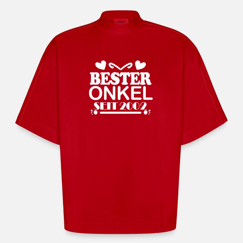 Bester Onkel seit 2002 - Heavyweight Oversized Organic Boxy T-Shirt Made in EU - Rot