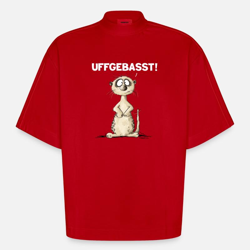 Drolliges Erdmännchen Hessisch Uffgebasst - Heavyweight Oversized Organic Boxy T-Shirt Made in EU - Rot