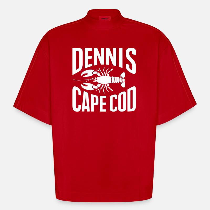 Dennis Cape Cod Homard - T-shirt bio épais oversize Boxy fabriqué en UE - rouge