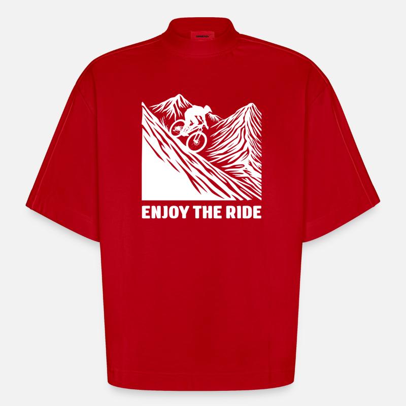 VTT - Profitez de la balade - T-shirt bio épais oversize Boxy fabriqué en UE - rouge