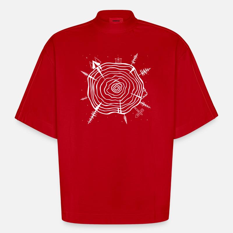 Minimalistischer Baumring Wald Design - Heavyweight Oversized Organic Boxy T-Shirt Made in EU - Rot