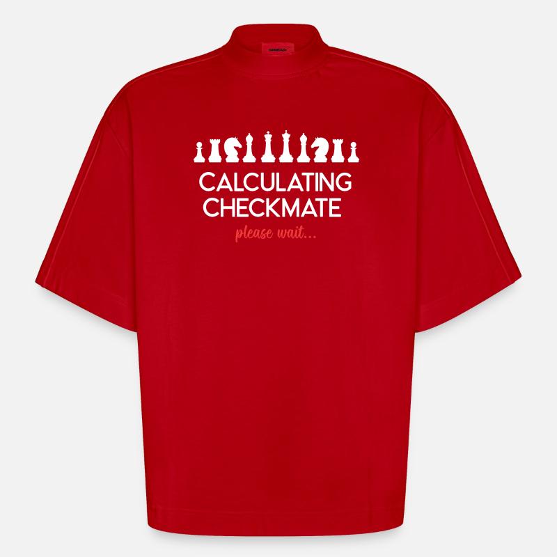 Chess - Calculating Checkmate. Please Wait... - Heavyweight Oversized Organic Boxy T-Shirt Made in EU - red
