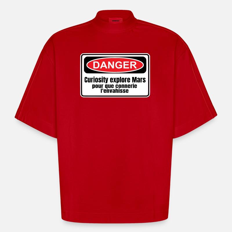 Colonisation de Mars - T-shirt bio épais oversize Boxy fabriqué en UE - rouge