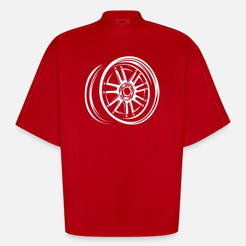 Jante de réglage élégante – Auto-Design - T-shirt bio épais oversize Boxy fabriqué en UE - rouge