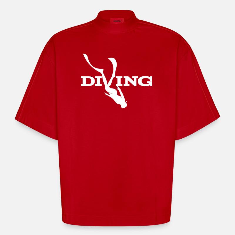 Silhouette de plongée Splash - T-shirt bio épais oversize Boxy fabriqué en UE - rouge