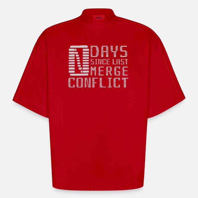 Merge Conflict Software Developer Entwickler geek - Heavyweight Oversized Organic Boxy T-Shirt Made in EU - Rot