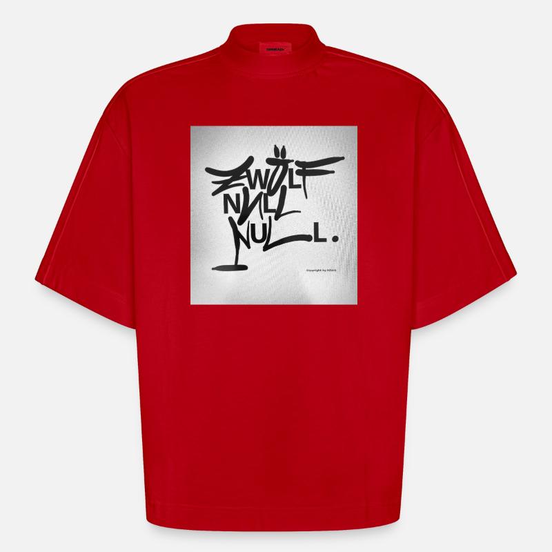 ZWÖLF_Null_Null - Heavyweight Oversized Organic Boxy T-Shirt Made in EU - Rot
